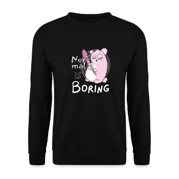 Normal is boring with Stachelpink Pink Bear - Unisex Sweatshirt - black - Front - Alina (178cm) & Michal (187cm)