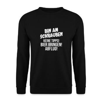 Auto Schrauber KFZ Mechaniker Bier Automechaniker - Unisex Pullover - Schwarz - Vorne - Alina (178cm) & Michal (187cm)
