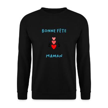 MAMIE. FÊTE DES MÈRES. BONNE FÊTE MAMIE. JE T'AIME - Sweat-shirt Unisexe - noir - Devant - Alina (178cm) & Michal (187cm)