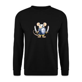 Mignon souris Kawaii Sword Shield Knight - Sweat-shirt Unisexe - noir - Devant - Alina (178cm) & Michal (187cm)