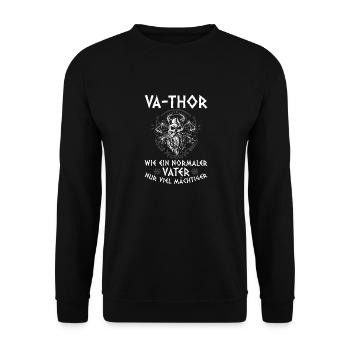 Herren Vathor - Vatertag Vatertagsgeschenk Viking - Unisex Pullover - Schwarz - Vorne - Alina (178cm) & Michal (187cm)