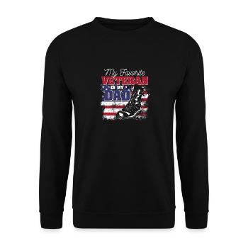 Mein Lieblingsveteran ist mein Papa Lustiger Vater - Unisex Pullover - Schwarz - Vorne - Alina (178cm) & Michal (187cm)