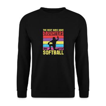 Die besten Väter haben Töchter, die Softball spiel - Unisex Pullover - Schwarz - Vorne - Alina (178cm) & Michal (187cm)