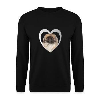 Cœur de Pékinois - J’aime Pékinois - Sweat-shirt Unisexe - noir - Devant - Alina (178cm) & Michal (187cm)