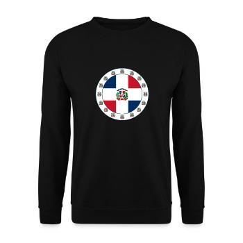 Dominican Republic Flag Medallion with Emblem - Unisex Sweatshirt - black - Front - Alina (178cm) & Michal (187cm)