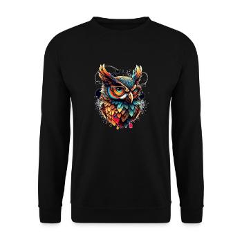 Ein grimmiger schlauer Kuckuck als Greifvogel - Unisex Pullover - Schwarz - Vorne - Alina (178cm) & Michal (187cm)