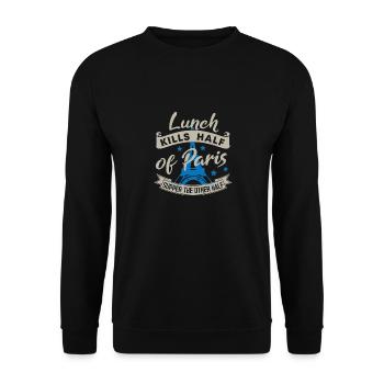 LUNCH KILLS HALF OF PARIS SUPPER THE OTHER HALF - Unisex Sweatshirt - black - Front - Alina (178cm) & Michal (187cm)