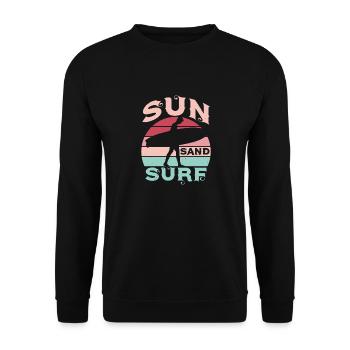 SONNE SAND SURFEN - Unisex Pullover - Schwarz - Vorne - Alina (178cm) & Michal (187cm)