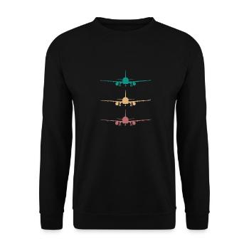 Airplane Retro Design 3 couleurs / pour les pilotes - Sweat-shirt Unisexe - noir - Devant - Alina (178cm) & Michal (187cm)