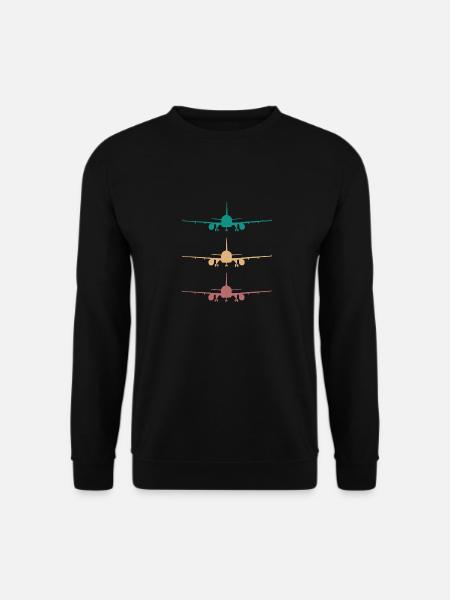 Flugzeug Retro Design 3 farben / für piloten - Unisex Pullover - Schwarz
