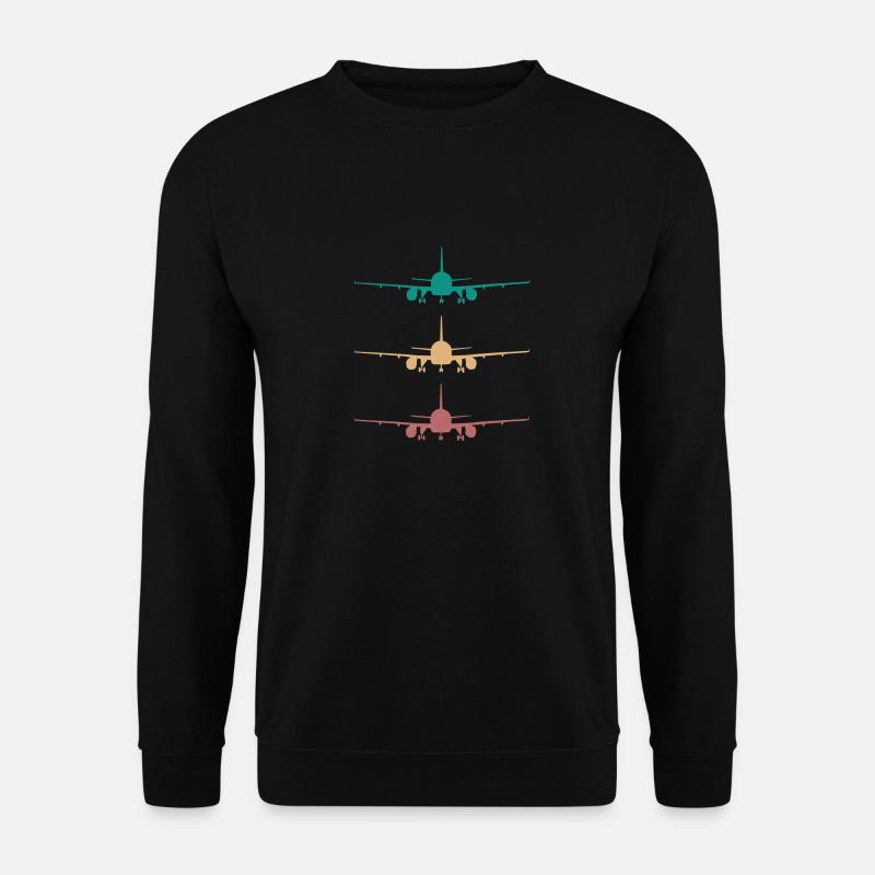 Flugzeug Retro Design 3 farben / für piloten - Unisex Pullover - Schwarz