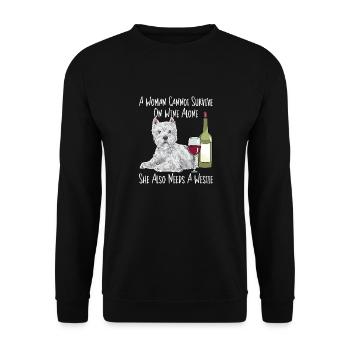 West Highland White Terrier Westie - Unisex Pullover - Schwarz - Vorne - Alina (178cm) & Michal (187cm)