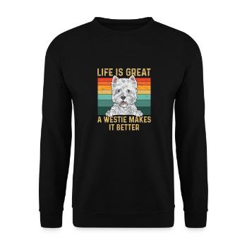 West Highland White Terrier Westie - Unisex Pullover - Schwarz - Vorne - Alina (178cm) & Michal (187cm)