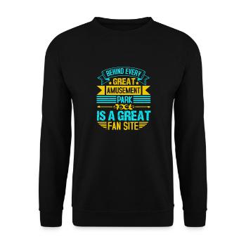 DERRIÈRE CHAQUE GRAND PARC D’ATTRACTIONS SE CACHE UN GRAND FAN - Sweat-shirt Unisexe - noir - Devant - Alina (178cm) & Michal (187cm)