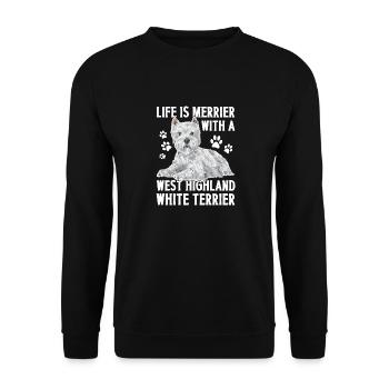 West Highland White Terrier Westie - Unisex Pullover - Schwarz - Vorne - Alina (178cm) & Michal (187cm)