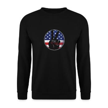 Signe patriotique de la paix et USA Stars & Stripe - Sweat-shirt Unisexe - noir - Devant - Alina (178cm) & Michal (187cm)