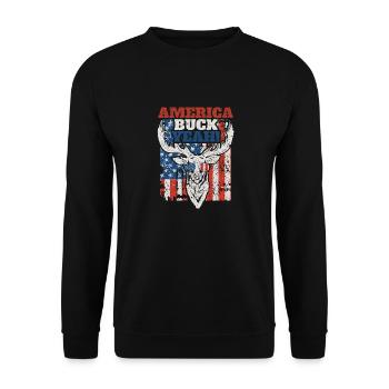 Buck yes Deer funny July 4th glasses t shirt young - Unisex Sweatshirt - black - Front - Alina (178cm) & Michal (187cm)