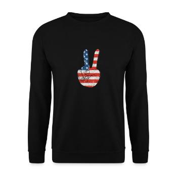 Signe patriotique de la paix et USA Stars & Stripe - Sweat-shirt Unisexe - noir - Devant - Alina (178cm) & Michal (187cm)
