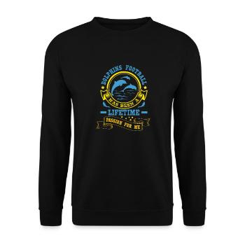 DOLPHINS FOOTBALL LEBENSZEIT - Unisex Pullover - Schwarz - Vorne - Alina (178cm) & Michal (187cm)