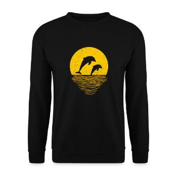 DOLPHINS PLAY - Unisex Sweatshirt - black - Front - Alina (178cm) & Michal (187cm)