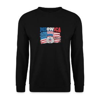July 4 Shirt Meowica American Flag Cat - Unisex Sweatshirt - black - Front - Alina (178cm) & Michal (187cm)