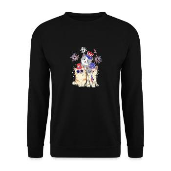 Fourth July 4 American flag Meowica cats - Unisex Sweatshirt - black - Front - Alina (178cm) & Michal (187cm)