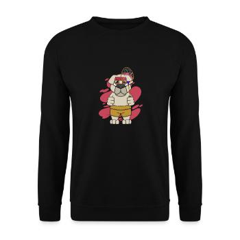 Netter Hund, der Badminton spielt, lustiger - Unisex Pullover - Schwarz - Vorne - Alina (178cm) & Michal (187cm)