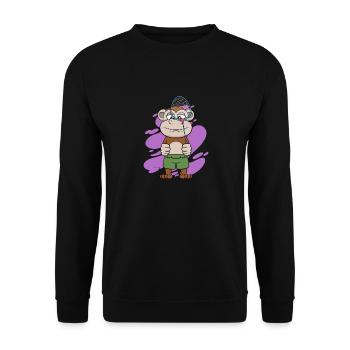 Joli singe jouant au badminton, Hobby Sports - Sweat-shirt Unisexe - noir - Devant - Alina (178cm) & Michal (187cm)