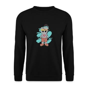 Süße Maus spielt Badminton Lustiger Hobbysport - Unisex Pullover - Schwarz - Vorne - Alina (178cm) & Michal (187cm)
