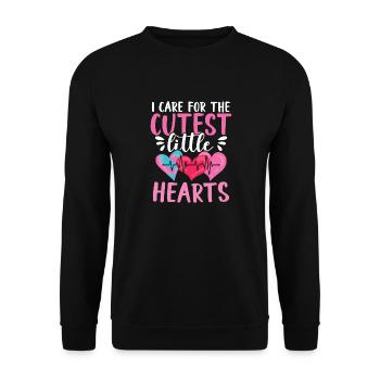 I Care For The Cutest Little Hearts - Unisex Sweatshirt - black - Front - Alina (178cm) & Michal (187cm)