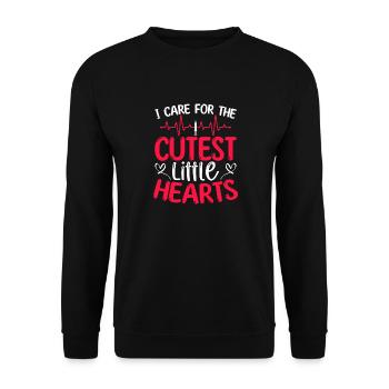 I Care For The Cutest Little Hearts - Unisex Sweatshirt - black - Front - Alina (178cm) & Michal (187cm)