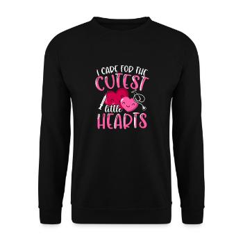 I Care For The Cutest Little Hearts - Unisex Sweatshirt - black - Front - Alina (178cm) & Michal (187cm)