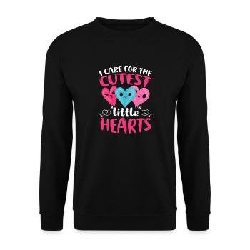 I Care For The Cutest Little Hearts - Unisex Sweatshirt - black - Front - Alina (178cm) & Michal (187cm)