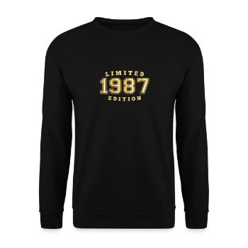 1987 Geburtsjahr Jahrgang Baujahr Geboren - Unisex Pullover - Schwarz - Vorne - Alina (178cm) & Michal (187cm)