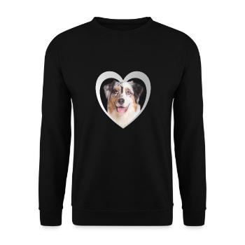 Australian Shepherd Heart - I Love Aussi - Unisex Sweatshirt - black - Front - Alina (178cm) & Michal (187cm)
