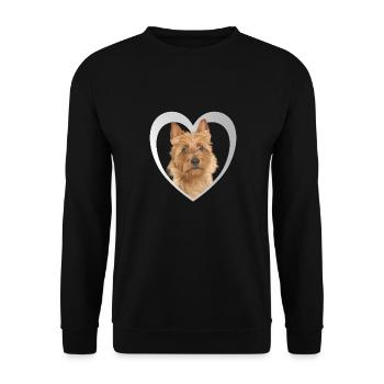 Australian Terrier Herz - Love Australian Terrier - Unisex Pullover - Schwarz - Vorne - Alina (178cm) & Michal (187cm)