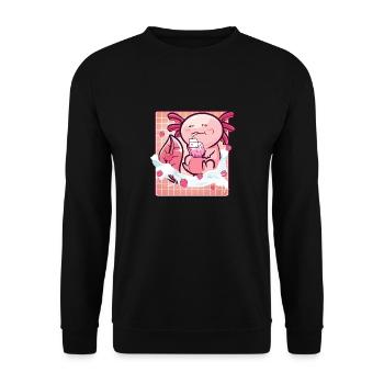 Kawaii Axolotl Milkberry Milkshake Funny Sushi - Sweat-shirt Unisexe - noir - Devant - Alina (178cm) & Michal (187cm)