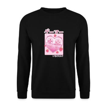 Vidéo Gamer Japonais Kawaii Strawberry Milk Anime - Sweat-shirt Unisexe - noir - Devant - Alina (178cm) & Michal (187cm)