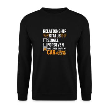 Statut relationnel qui se soucie de ma voiture - Sweat-shirt Unisexe - noir - Devant - Alina (178cm) & Michal (187cm)