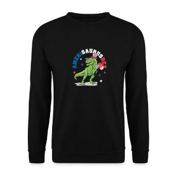 Dinosaure 4 juillet US Amerisaurus T Rex Amérique - Sweat-shirt Unisexe - noir - Devant - Alina (178cm) & Michal (187cm)