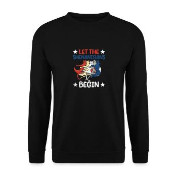 Let the Shenanigans start happy - Unisex Sweatshirt - black - Front - Alina (178cm) & Michal (187cm)