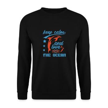 KEEP CALM AND LOVE DOLPHINS - Unisex Sweatshirt - black - Front - Alina (178cm) & Michal (187cm)