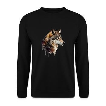 Le loup - Sweat-shirt Unisexe - noir - Devant - Alina (178cm) & Michal (187cm)