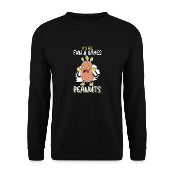 Es Ist Alles Spaß Und Spiele, Bis Ich Erdnüsse - Unisex Pullover - Schwarz - Vorne - Alina (178cm) & Michal (187cm)