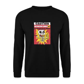 Funny Electrician Warning Sign - Unisex Sweatshirt - black - Front - Alina (178cm) & Michal (187cm)
