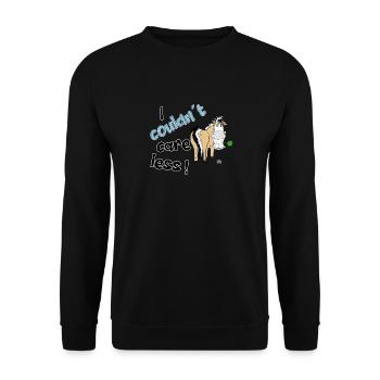 I couldnt care less. lustiges Fjordpferde - Unisex Pullover - Schwarz - Vorne - Alina (178cm) & Michal (187cm)
