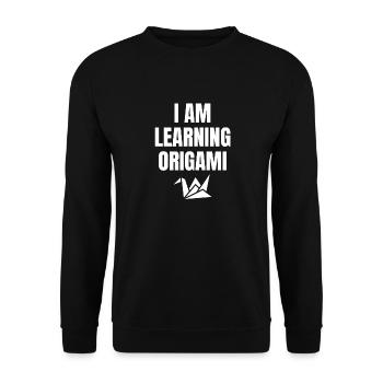 Ich lerne Origami Spruch Englisch - Unisex Pullover - Schwarz - Vorne - Alina (178cm) & Michal (187cm)