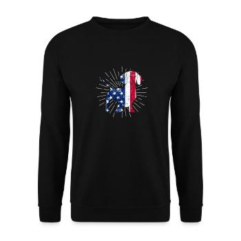 Dackel 4. Juli Amerikanische Flagge Hundeliebhaber - Unisex Pullover - Schwarz - Vorne - Alina (178cm) & Michal (187cm)