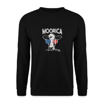 Cow July 4 Moorica Merica Patriotic Cows USA - Unisex Sweatshirt - black - Front - Alina (178cm) & Michal (187cm)