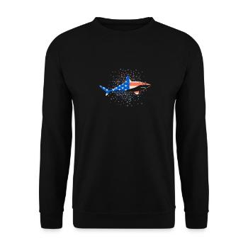 Hai 4. Juli Amerikanische Flagge Patriotisch US - Unisex Pullover - Schwarz - Vorne - Alina (178cm) & Michal (187cm)